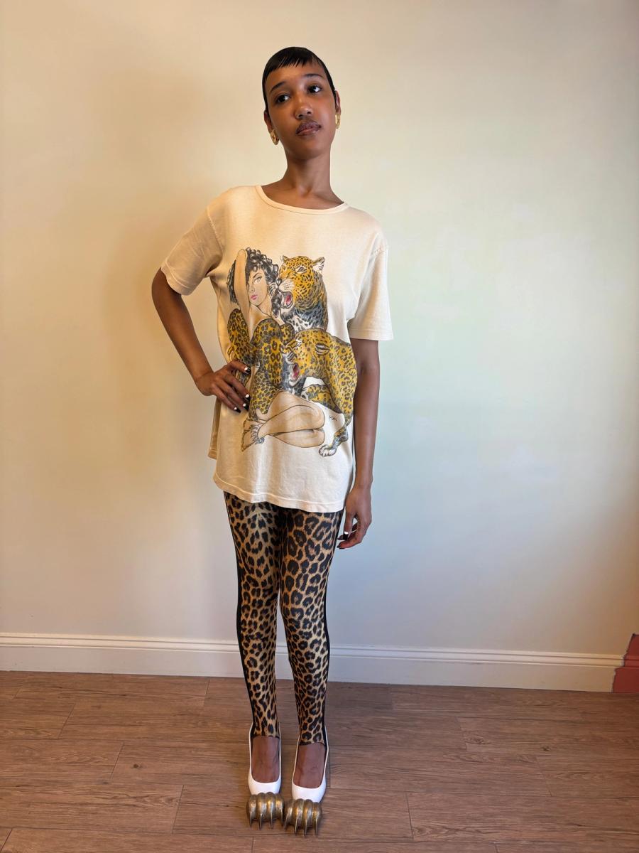 80s Krizia Big Cat and Pin-up Girl Shirt product image