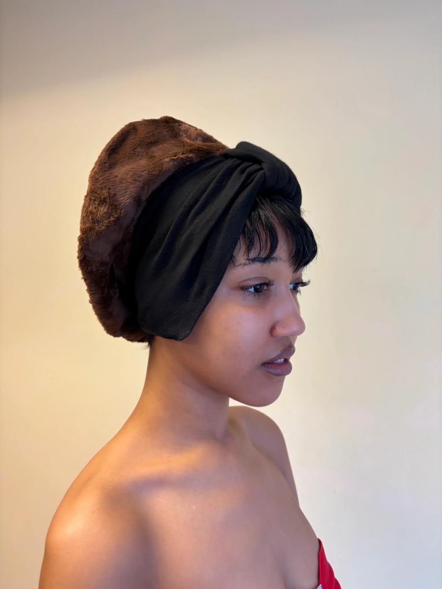 80s Norma Kamali Faux Fur Turban Hat product image