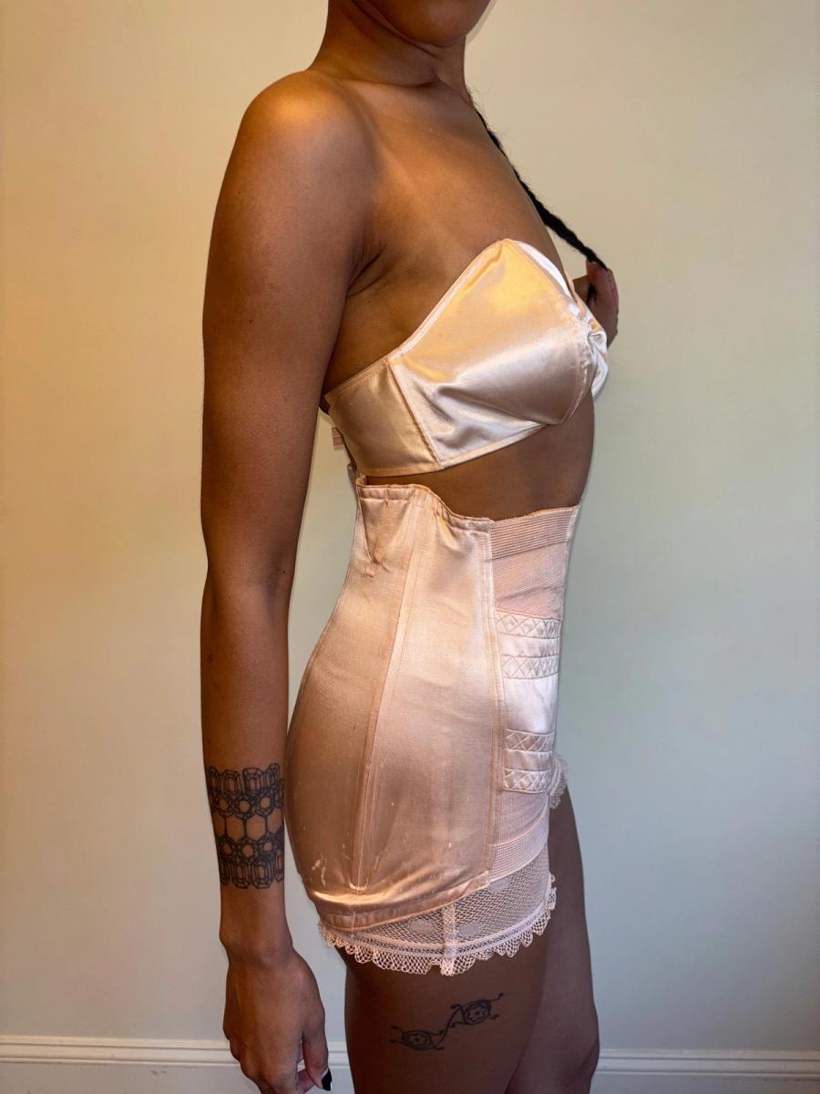 1930s Pink Satin Girdle product image