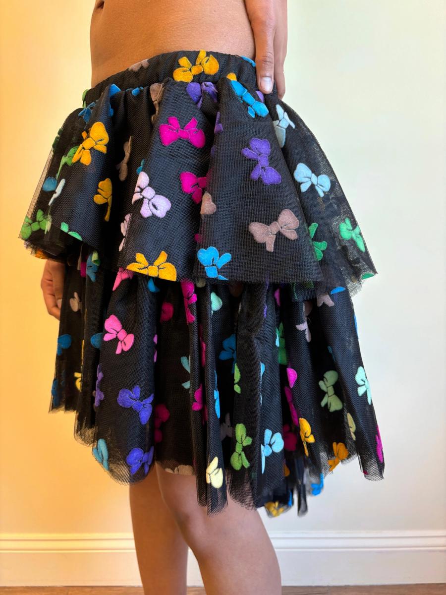 80s Yvan & Marzia Flocked Bow Skirt product image