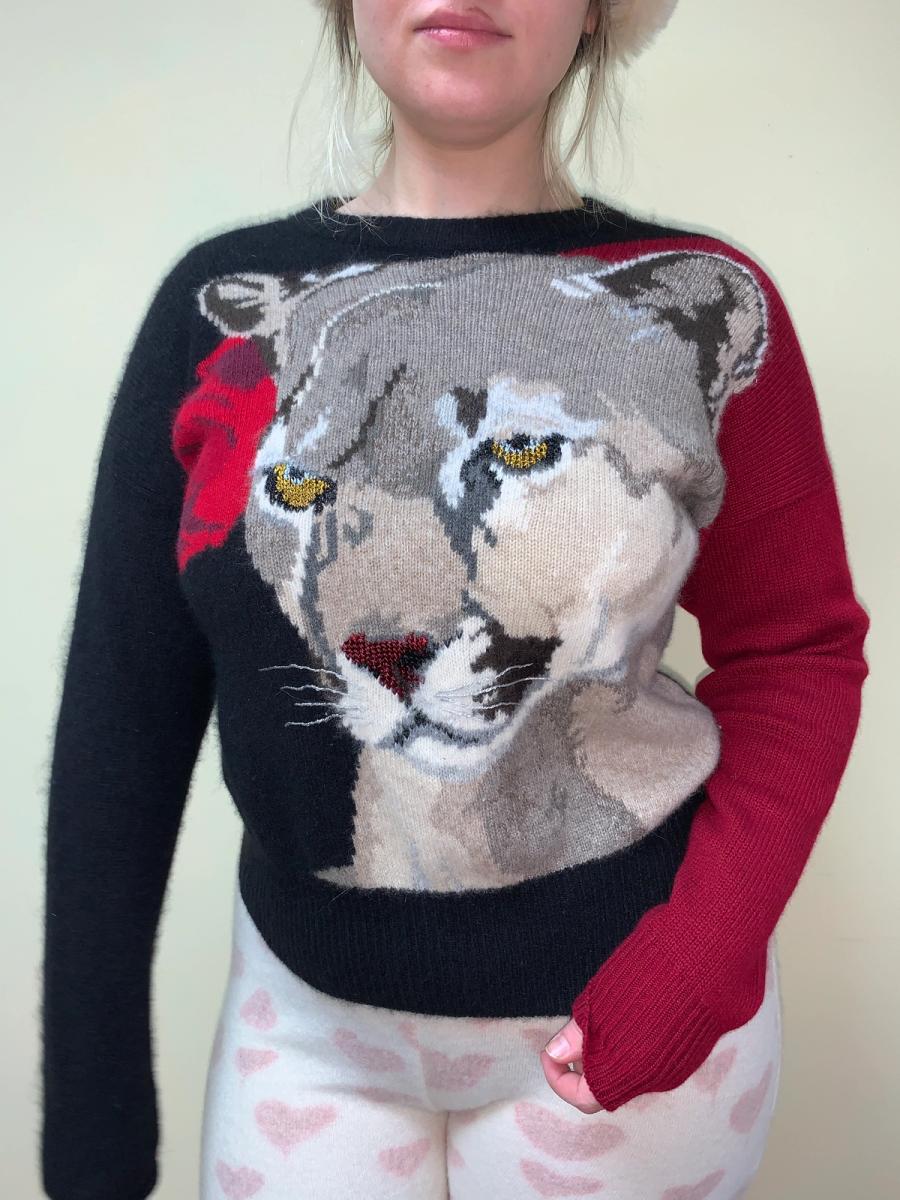 80s Krizia Puma Portrait Knit Sweater product image