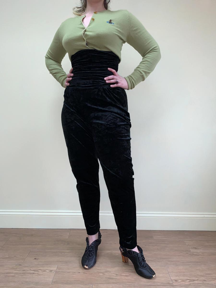 80s Norma Kamali Ultra High Waist Velvet Pants product image