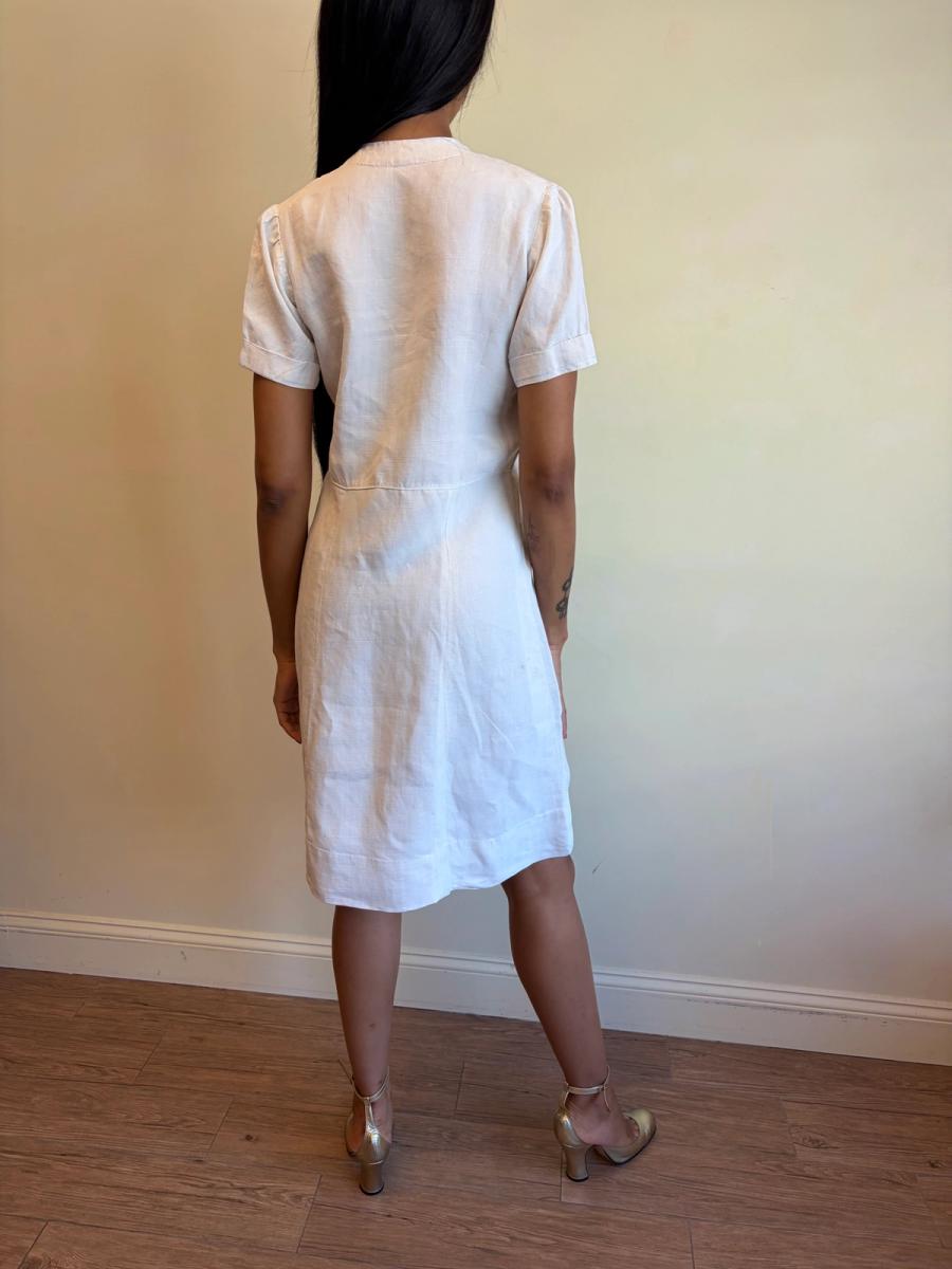 1940 French "Restriction Era" Linen Monogram Dress product image