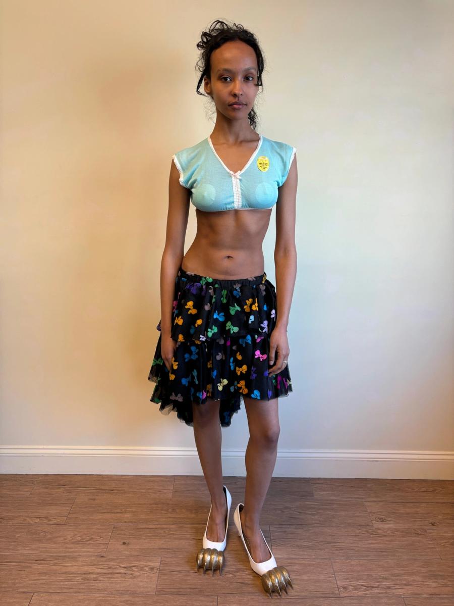 80s Yvan & Marzia Flocked Bow Skirt product image