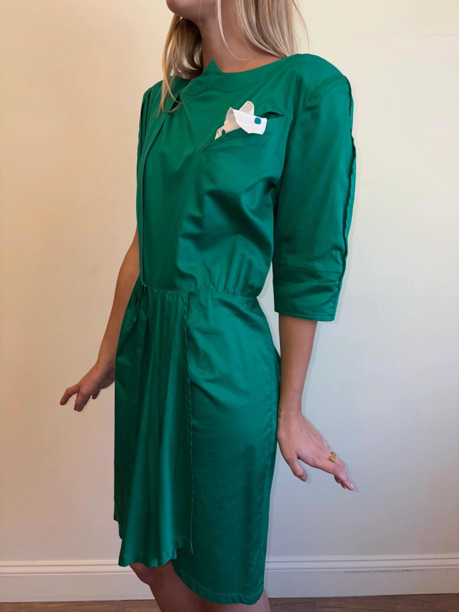 1980s Thierry Mugler Emerald Asymmetrical Dress product image