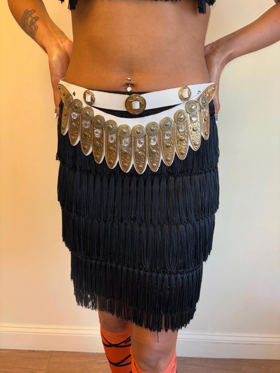 80s French Rhinestone Feather Belt product image