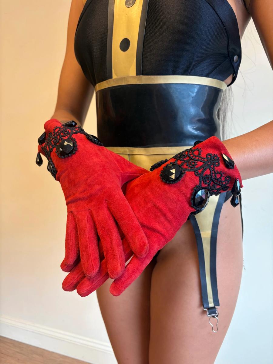 Chantal Thomass Suede Gloves With Jeweled Embellishment  product image