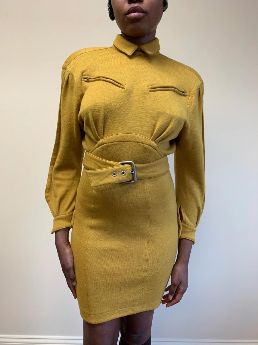 80s Thierry Mugler Knit Belted Dress product image