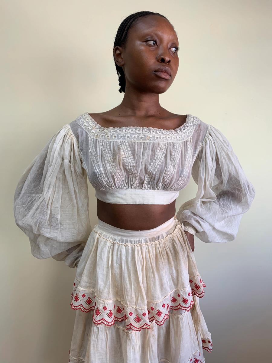 1820s Embroidered Muslin Top product image