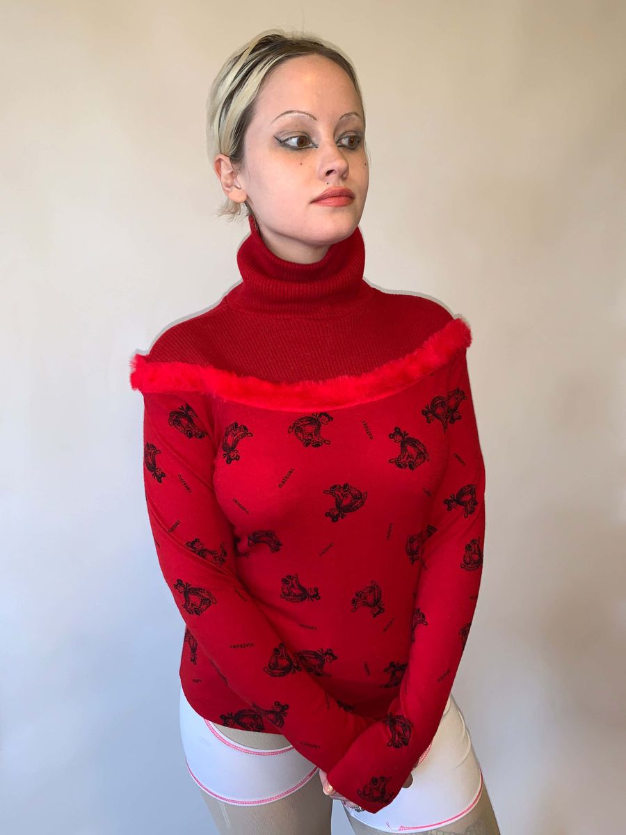 80s Atsuki Onishi Red Teddy Bear Sweater product image