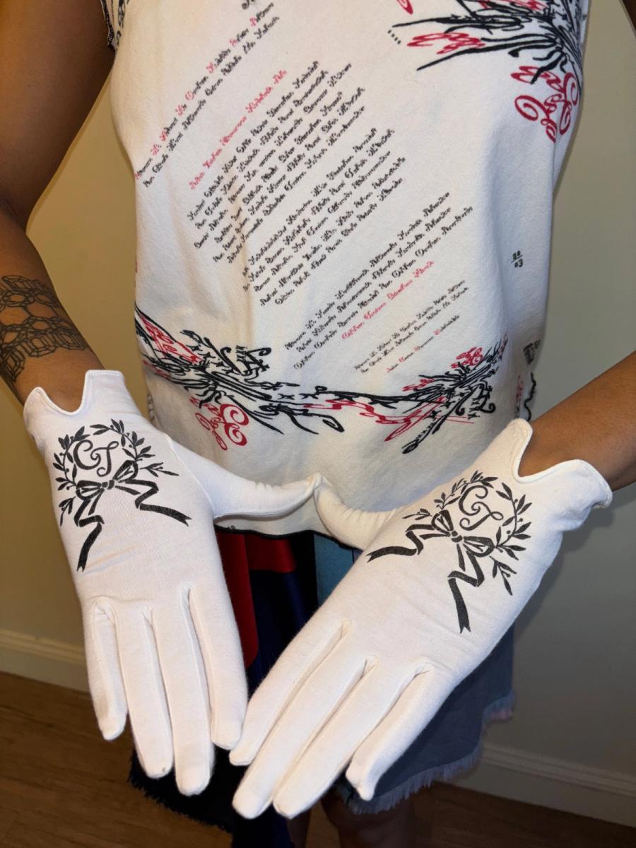 Vintage Chantal Thomass Ribbon Print Gloves product image