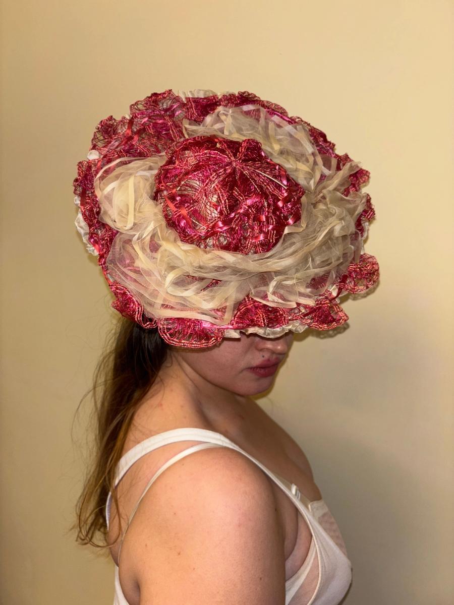 1860s Bright Pink Woven Hat product image