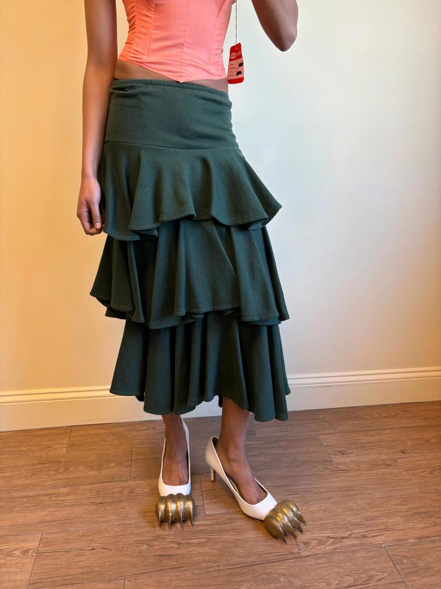 80s Norma Kamali Fleece Ruffle Skirt product image