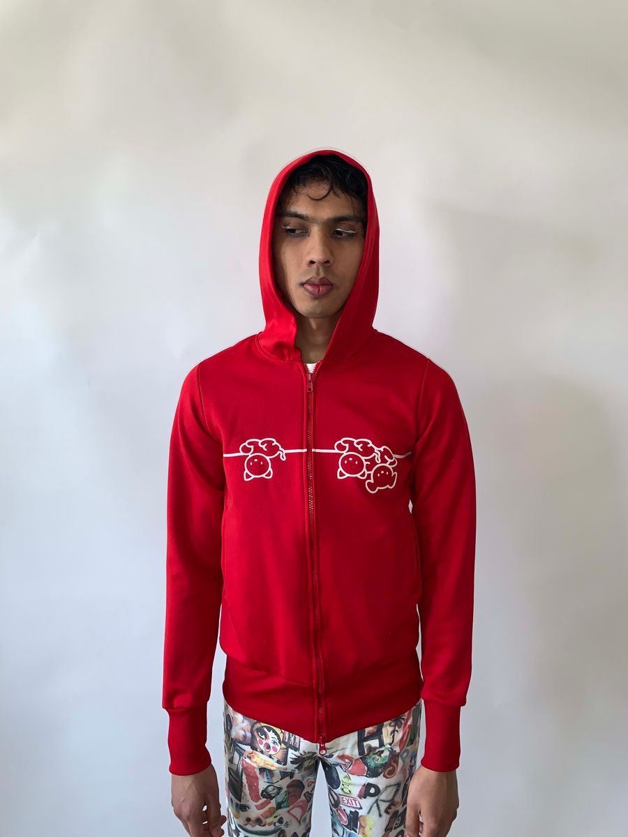 Bernhard Willhelm Animal Elf Hood Sweater in Red product image