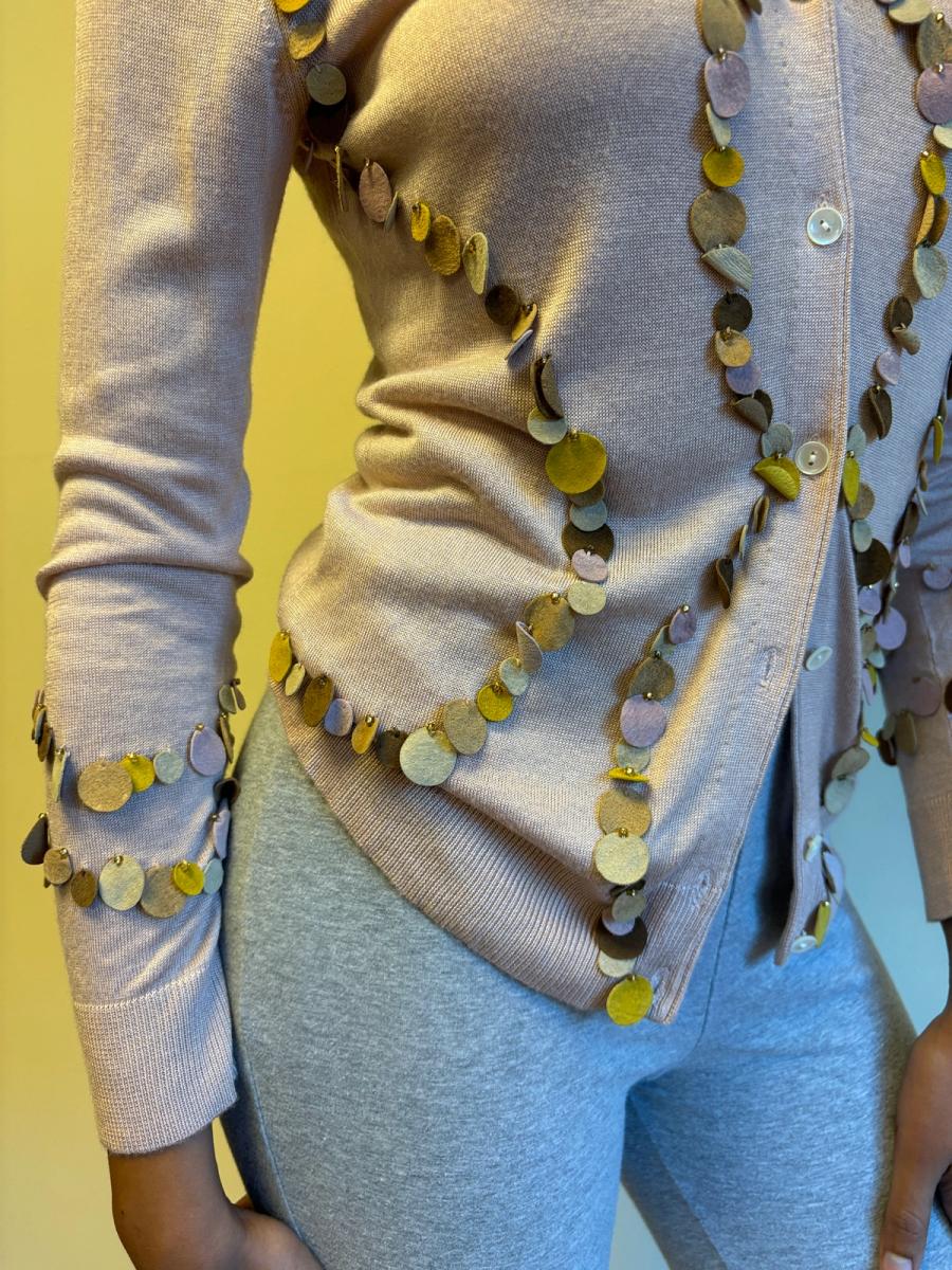 Kyoichi Fujita Silk Cardigan with Suede Pailletes product image