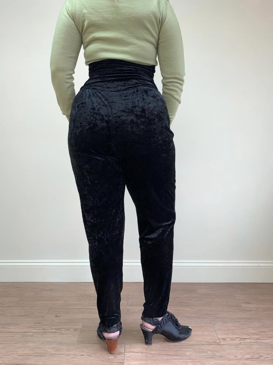 80s Norma Kamali Ultra High Waist Velvet Pants product image