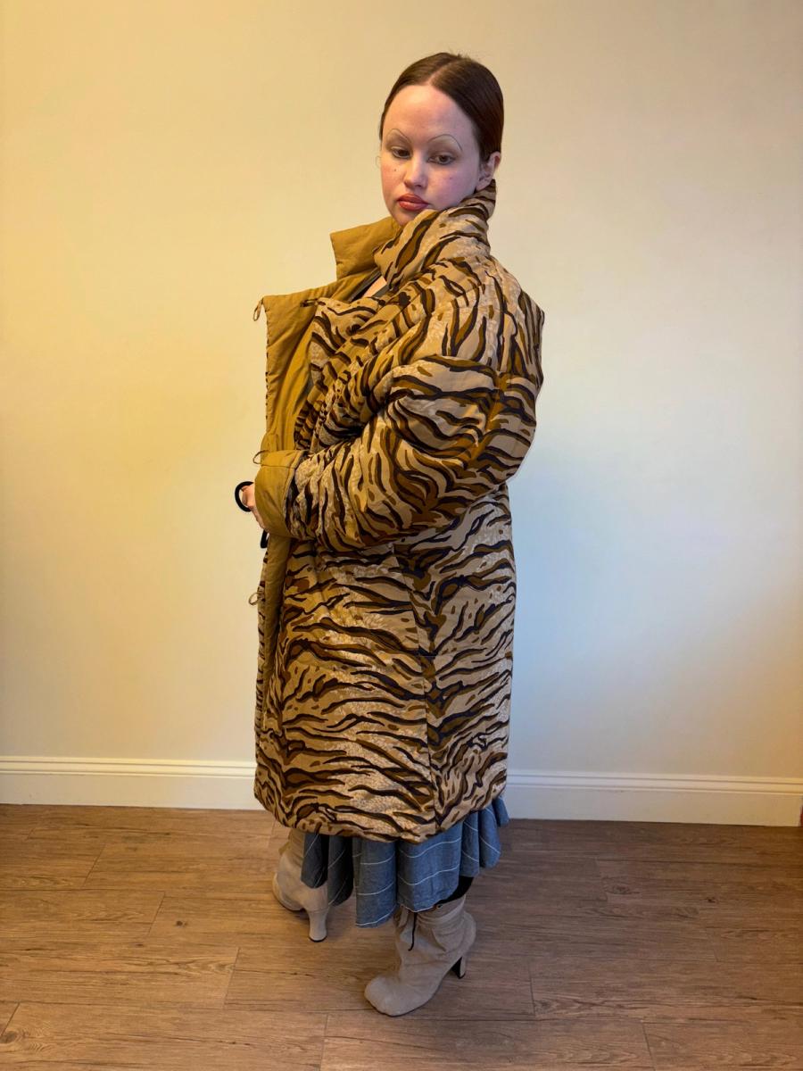90s Norma Kamali Tiger Print Sleeping Bag Coat product image