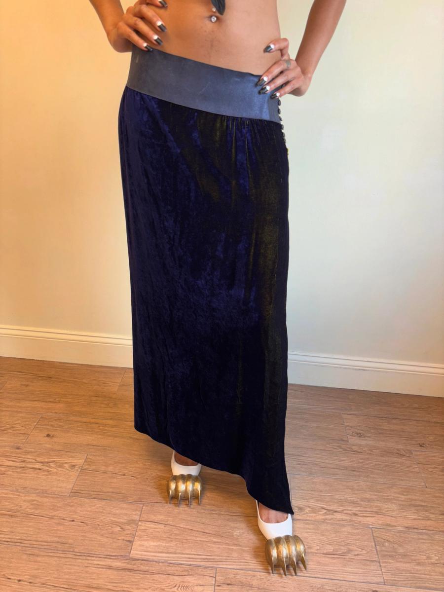 90s Krizia Changeable Velvet & Leather Skirt product image