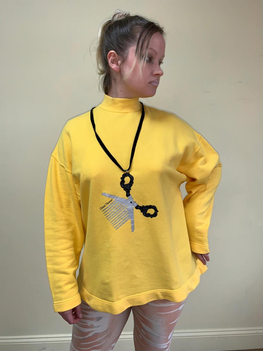 1980s Chantal Thomass Tromp L'oeil Flocked Scissor Top product image