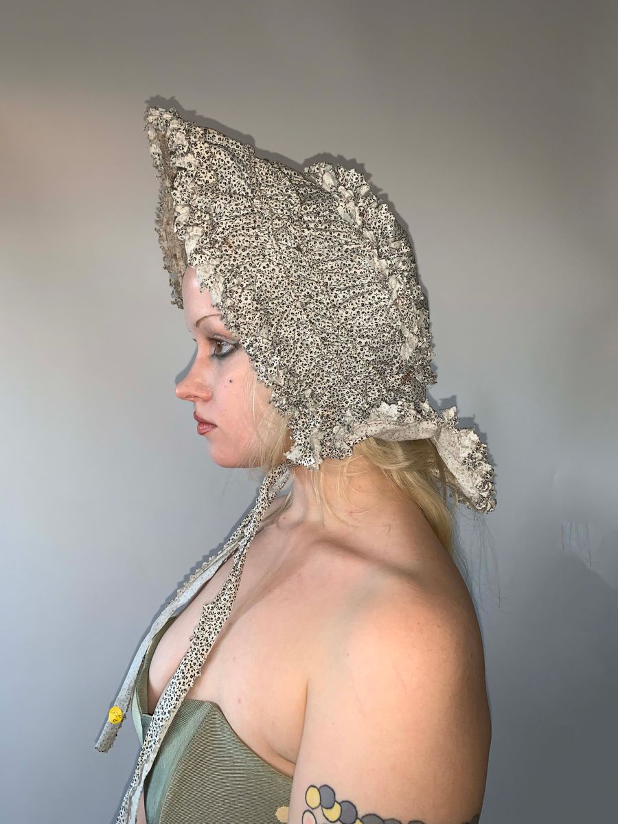 1800s Calico French Calash Bonnet product image