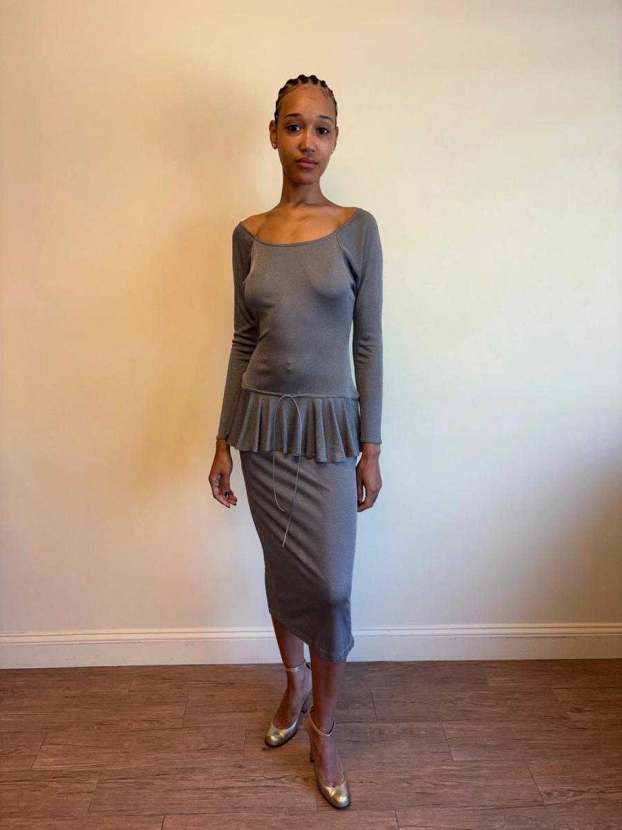 Vintage Chantal Thomass Pewter Drop Waist Ruffle Dress  product image