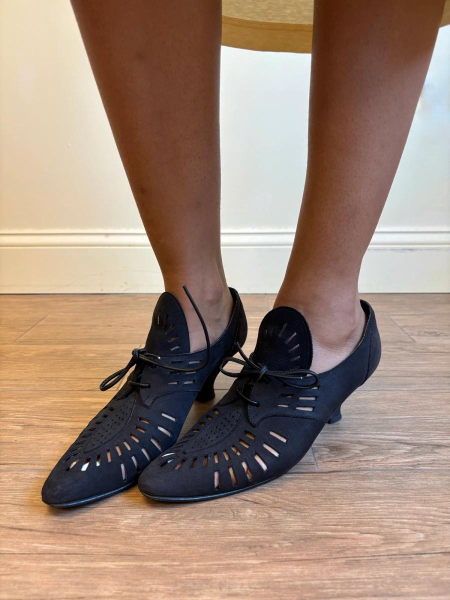 1980s Norma Kamali Cutout Suede Shoes  product image