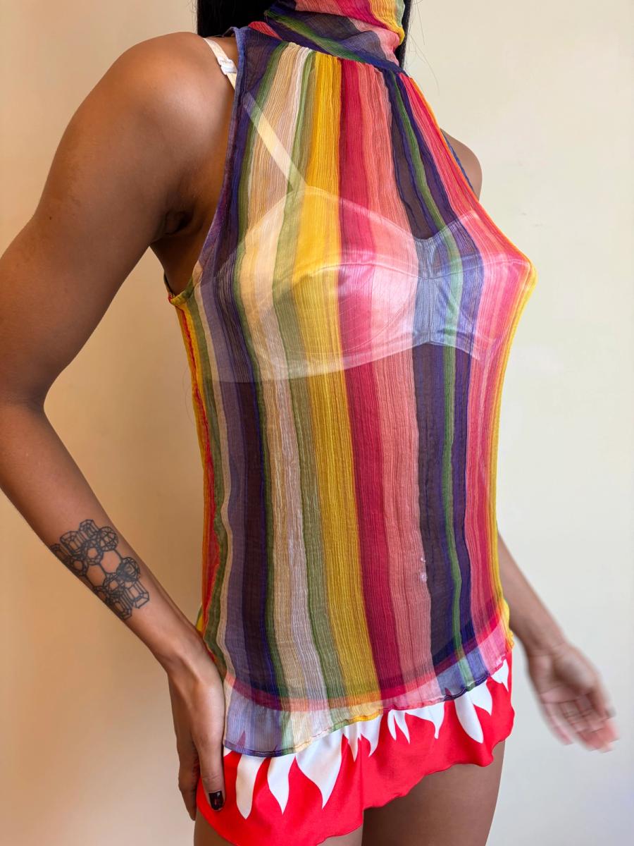 1930s Rainbow Chiffon Crepe Top product image