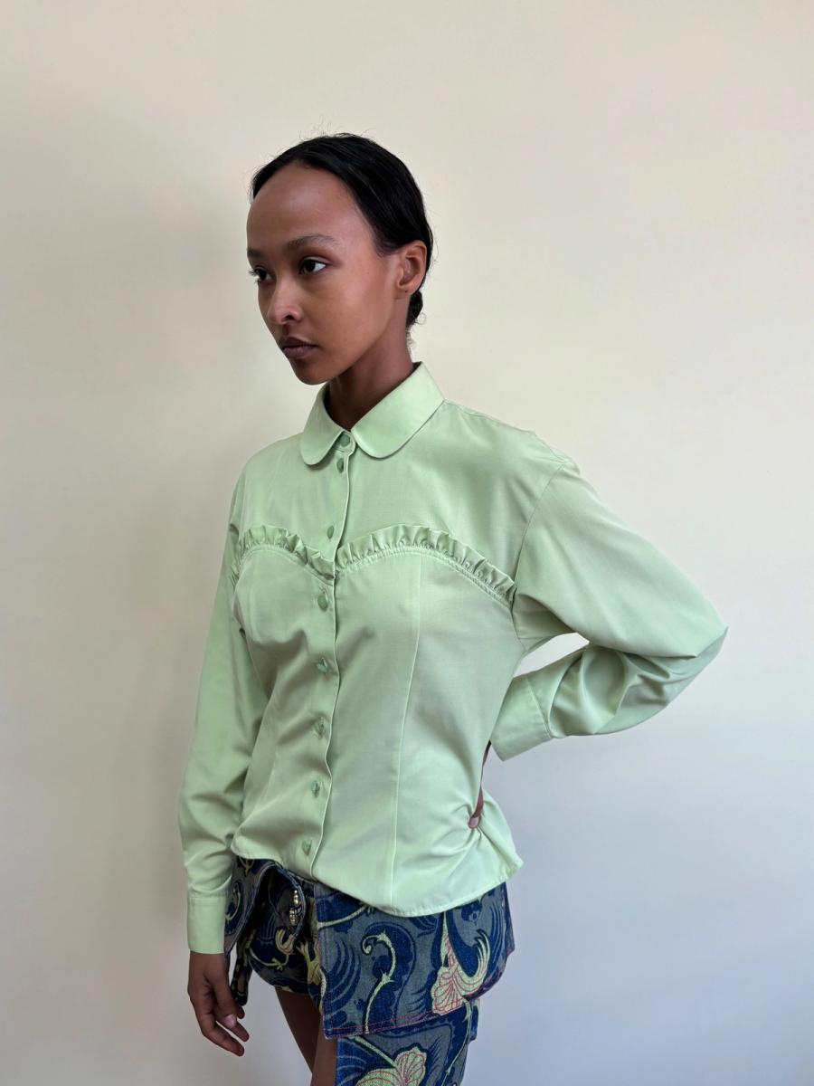 90s Chantal Thomass Chartreuse Button Up Shirt product image