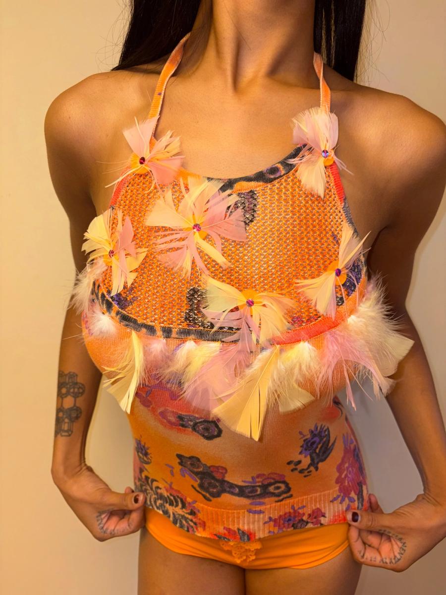 Vintage Christian Lacroix Feather Knit Top product image