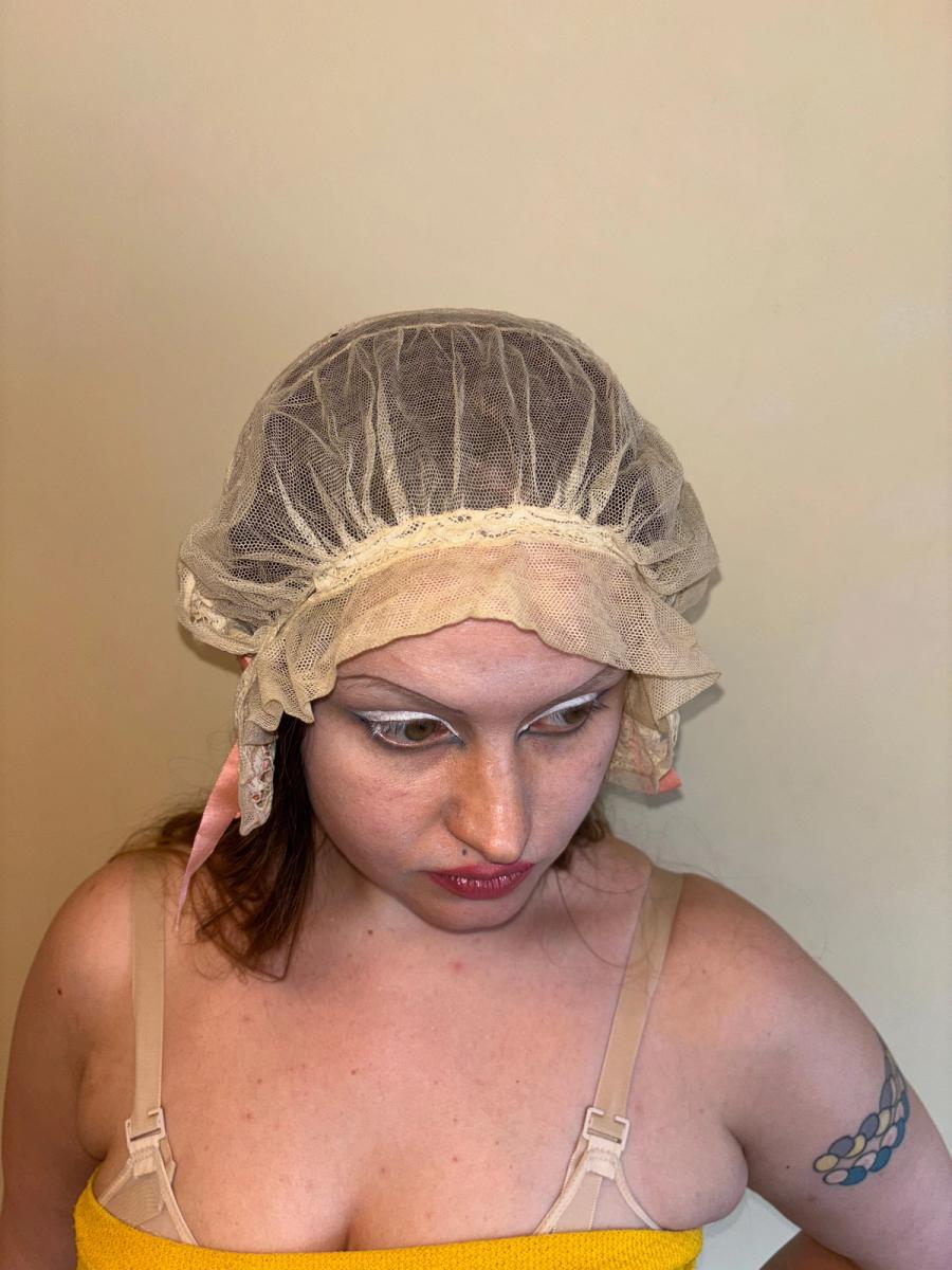 1920s Bonnet with Pink Ribbons product image