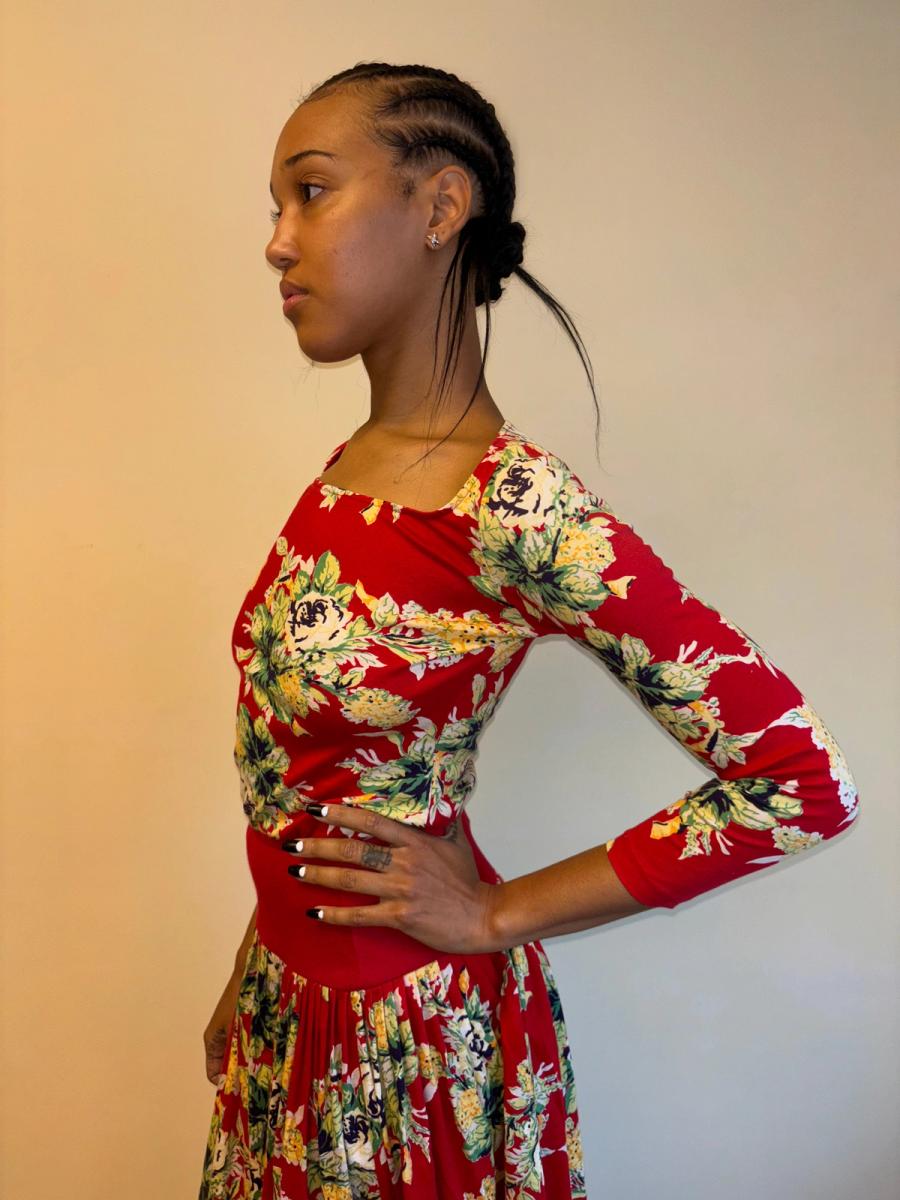 80s Norma Kamali Red Floral Set product image
