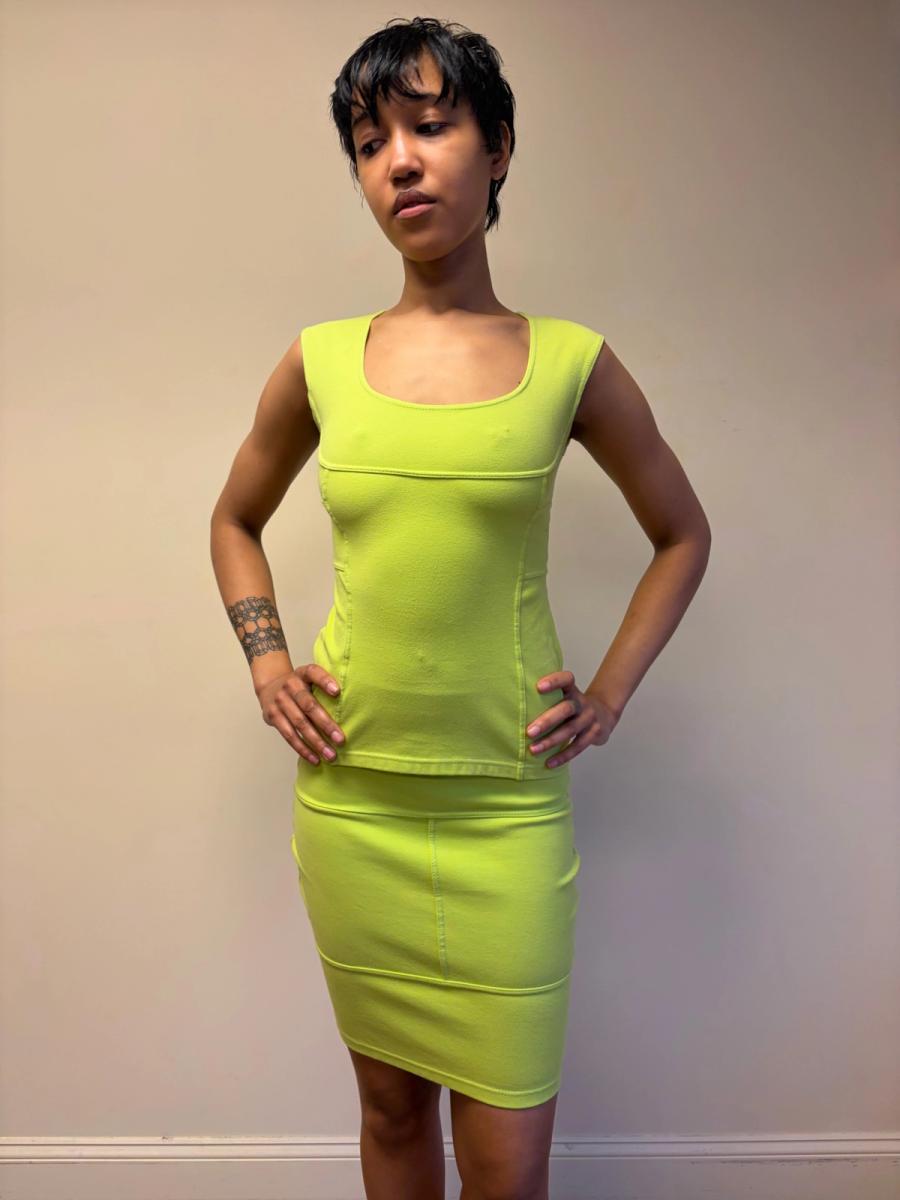 80s Claude Montana Lime Green Seamed Set product image