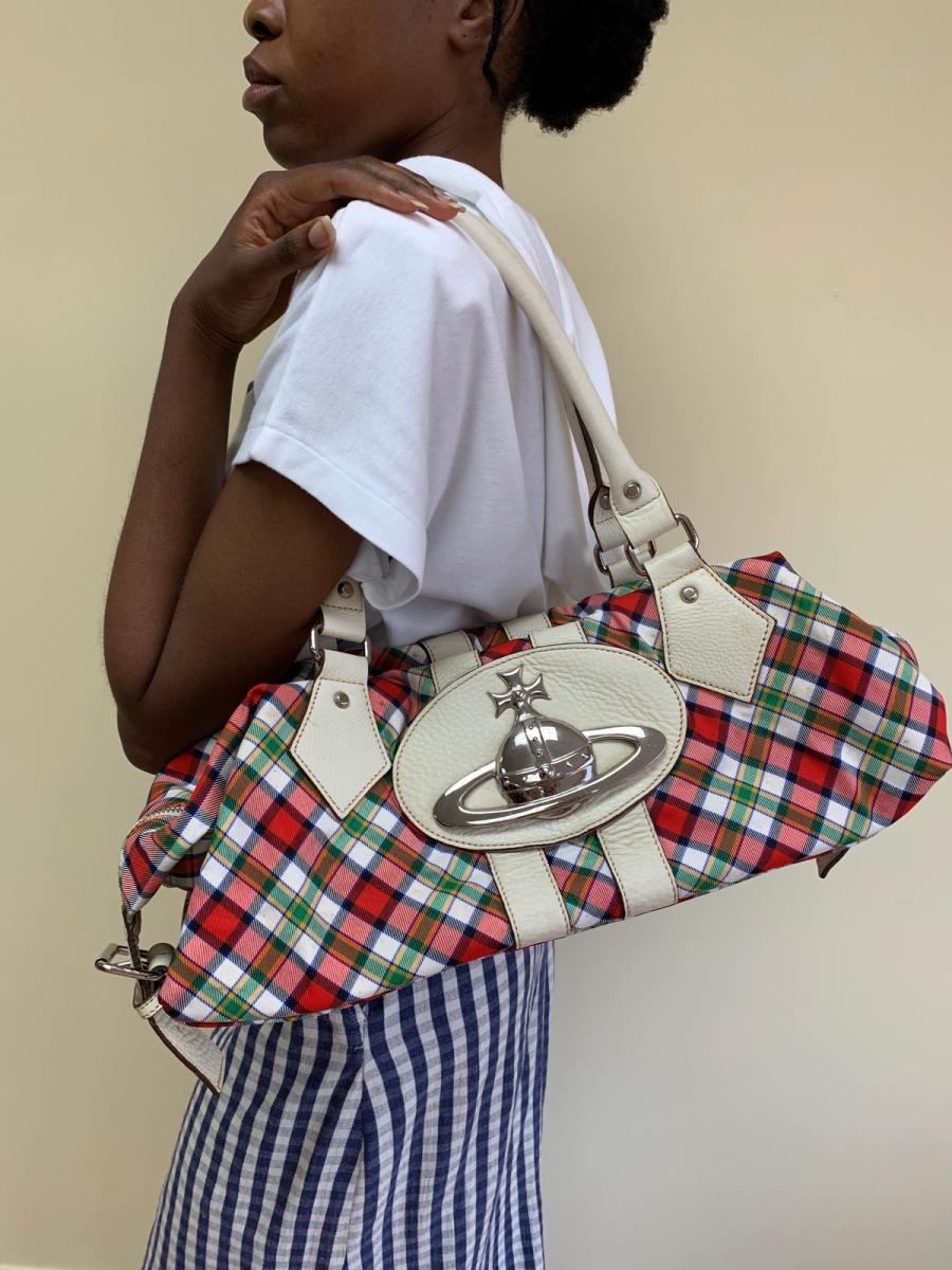 90s Vivienne Westwood Tartan Bag with Large Orb product image