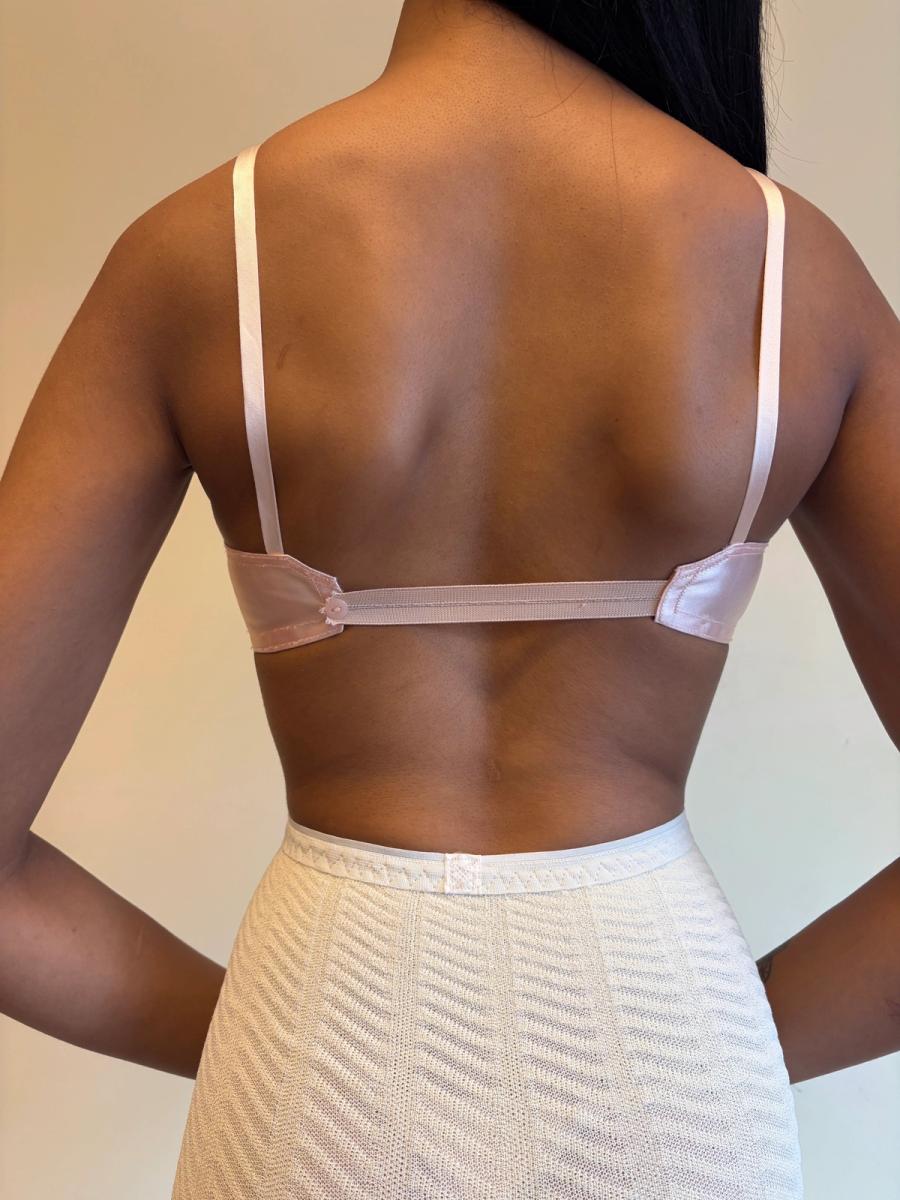 1950s French Pink Satin Bullet Bra product image