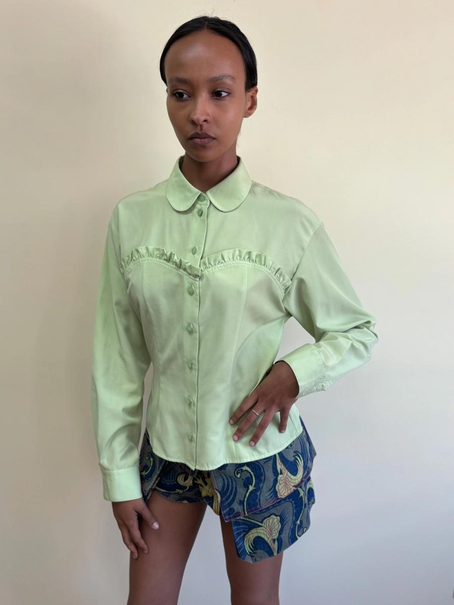 90s Chantal Thomass Chartreuse Button Up Shirt product image