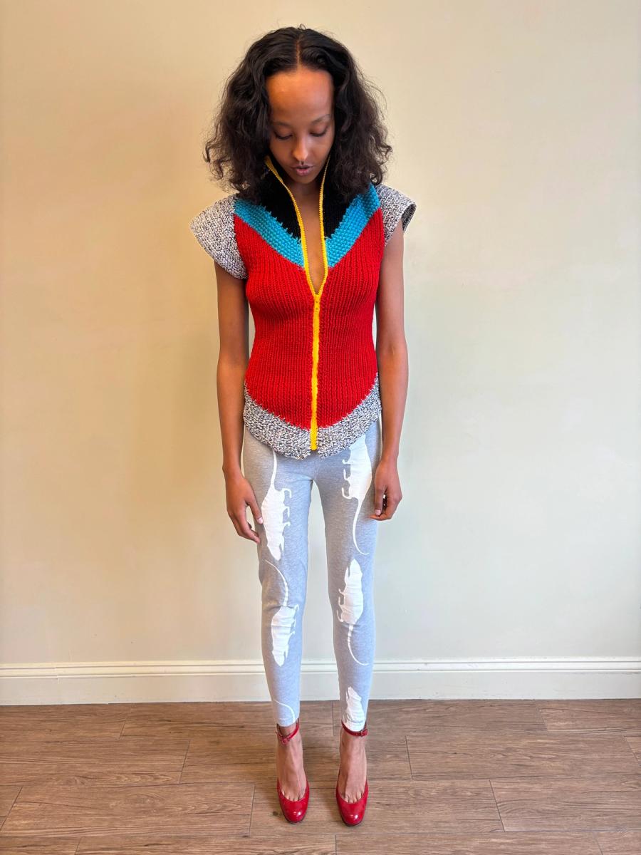 Michelle Pesetti Avant-Garde Colorblock Handknit Top  product image