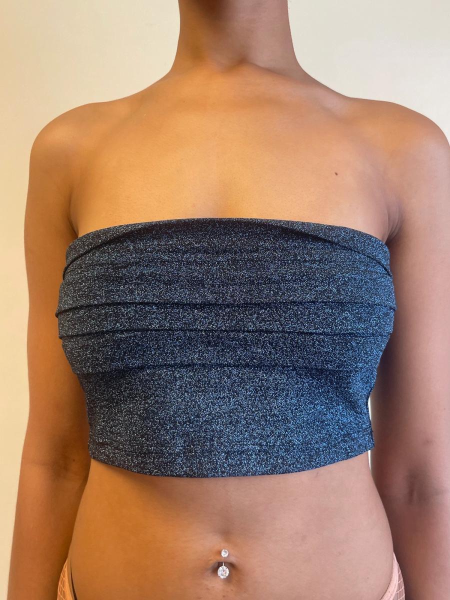 80s Nikos Apostolopoulos Lurex Shirred Tube Top product image