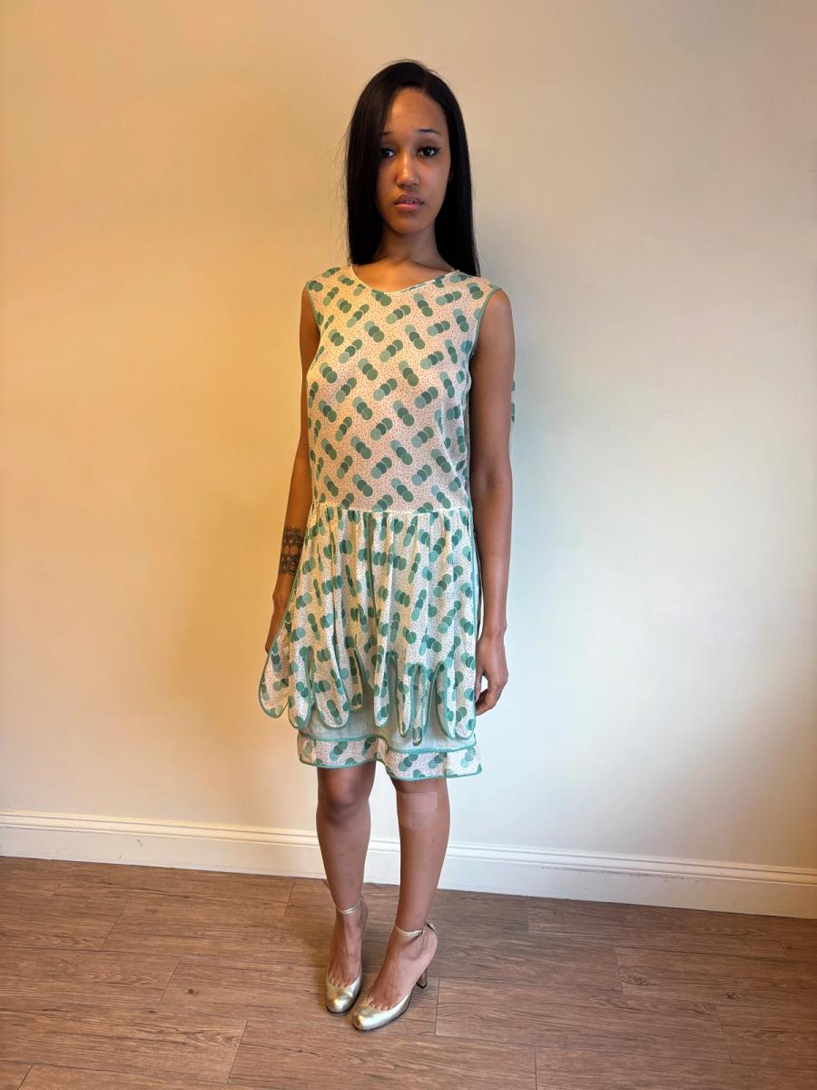 1920s Green Polka Dot Voile Day Dress product image