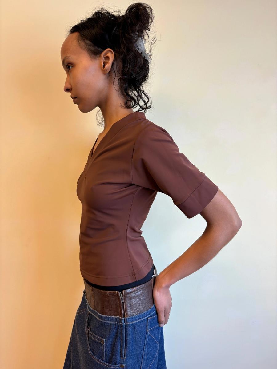 90s 20471120 Asymmetrical Brown Shirt product image