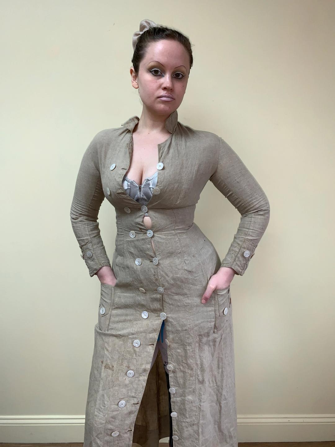 1870s Linen Traveling Duster Dress 1870s Linen Traveling Duster Dress