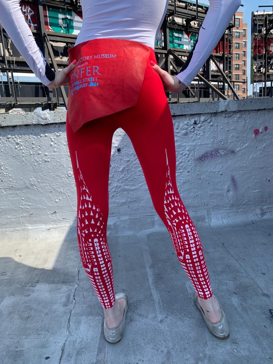 Rat & Chrysler Building Red Leggings with Leather  product image