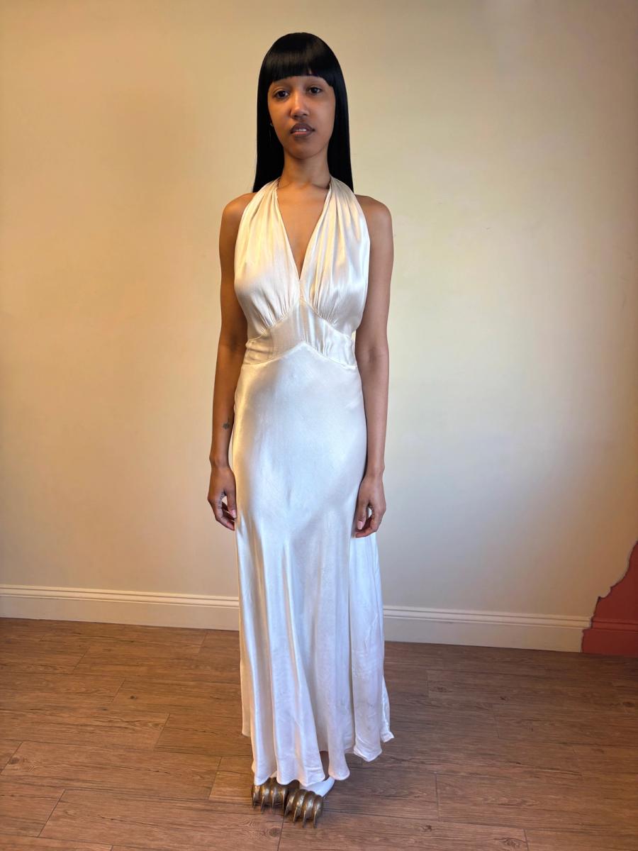 1930s Liquid Satin Jean Harlow Gown  product image