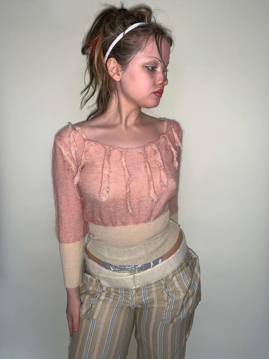 Vivienne Westwood Gold Label Shredded Pink Mohair Sweater product image