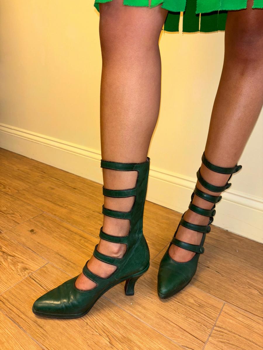 90s Chantal Thomass Green Leather Cutout Heels product image