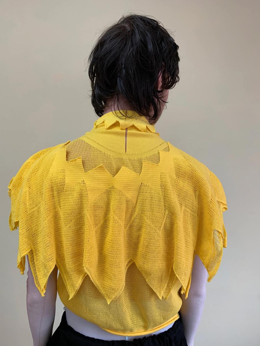 Issey Miyake APOC Yellow Pleated Top With Hood product image