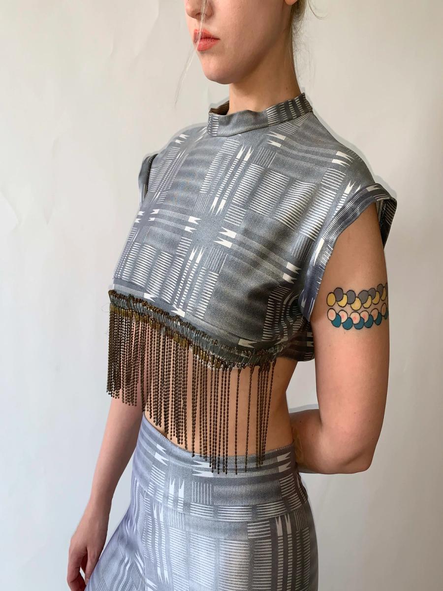 1980s BodyMap Safety Pin Spandex Set product image