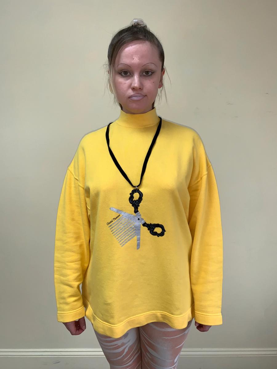 1980s Chantal Thomass Tromp L'oeil Flocked Scissor Top product image