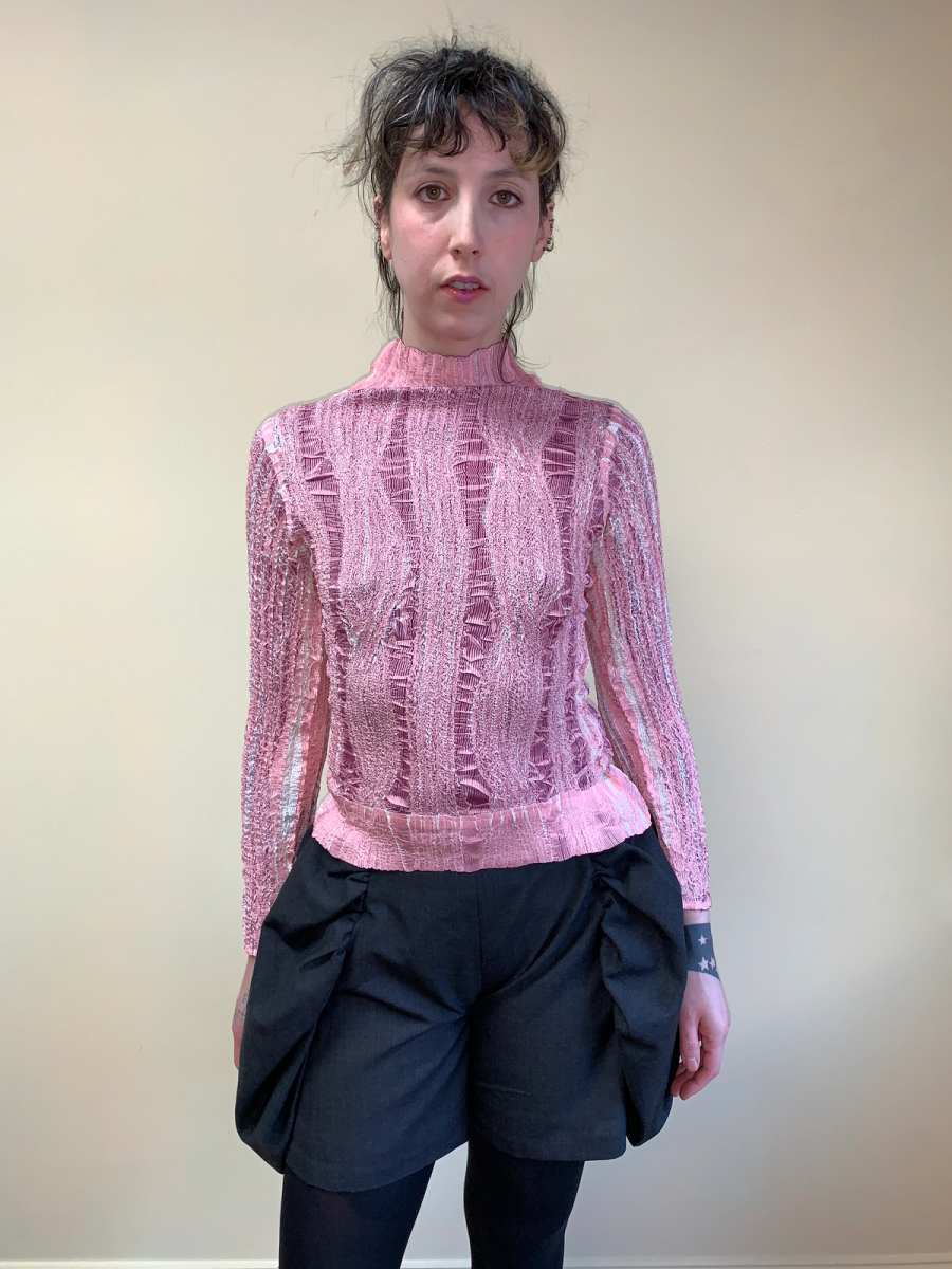 90s Yoshiki Hishinuma Pink Pleated Top product image