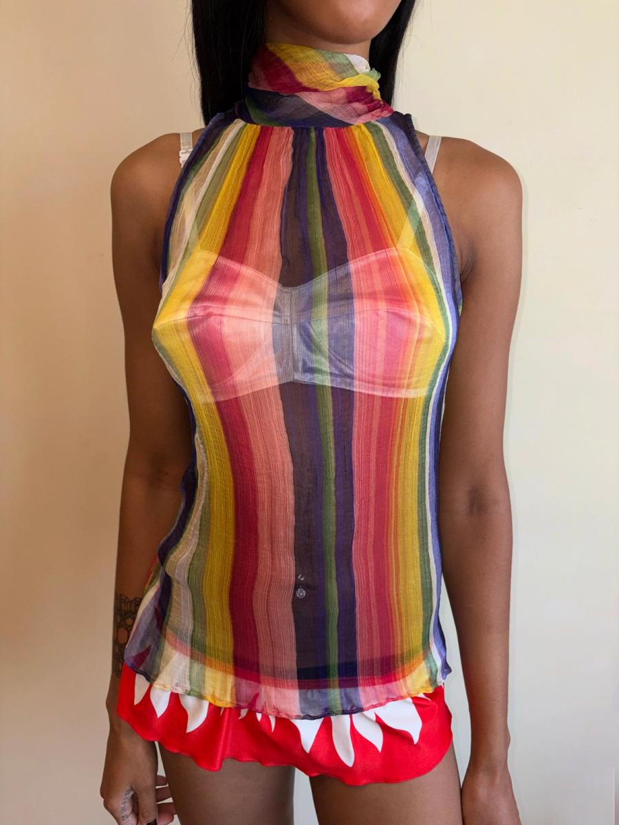 1930s Rainbow Chiffon Crepe Top product image