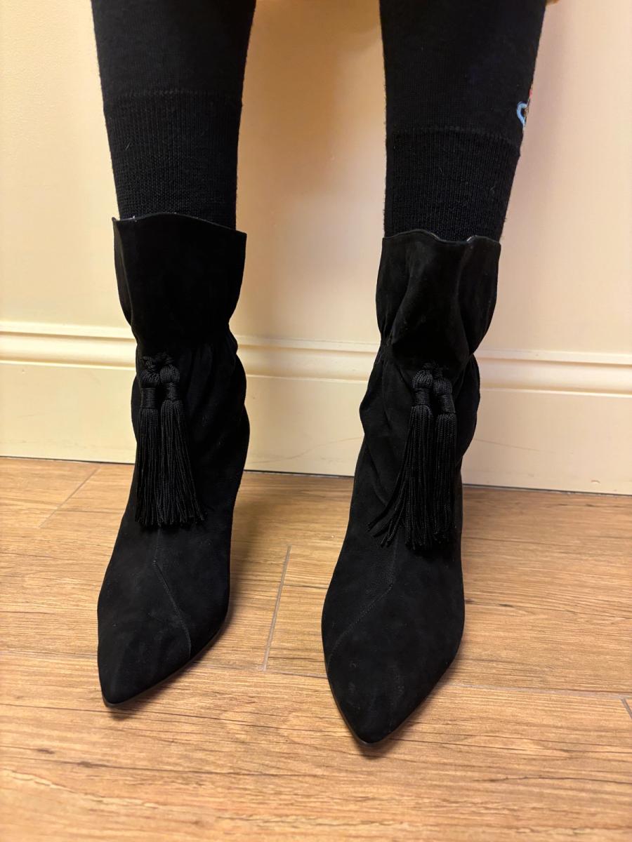 80s Norma Kamali Black Suede Tassel Boots product image